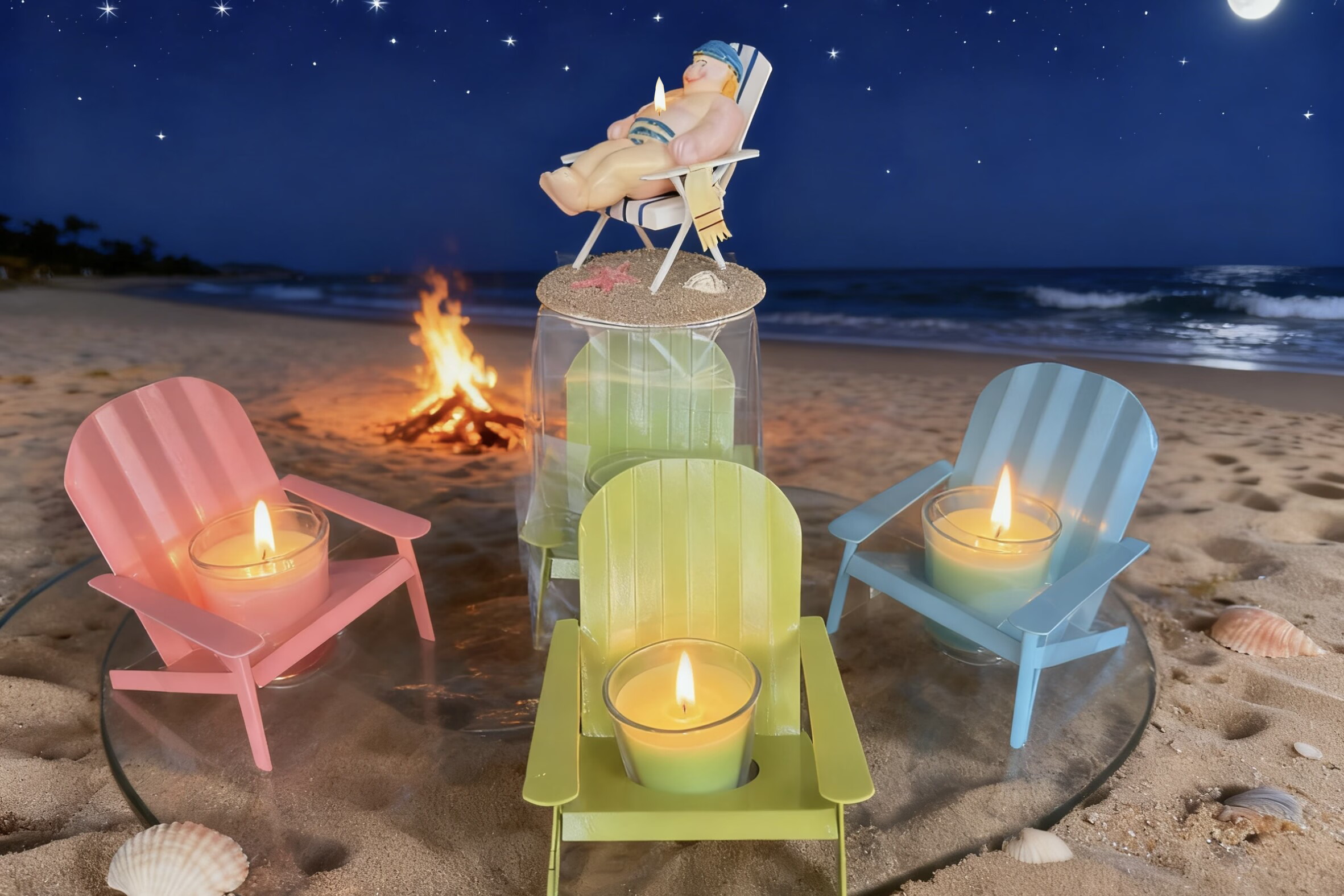 Glass Votive Candle on Beach Chairs
